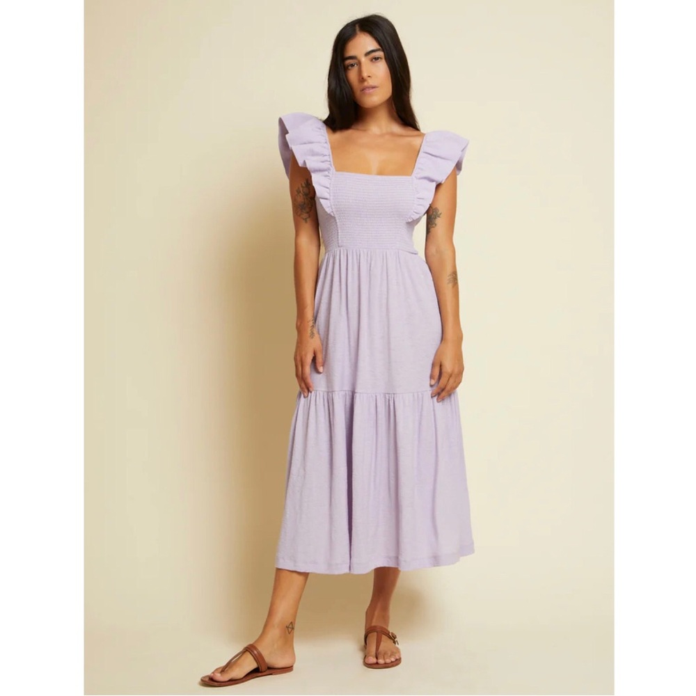 Nation LTD Gwen Smocked Tie-Back Dress XS Provence Purple Lavender